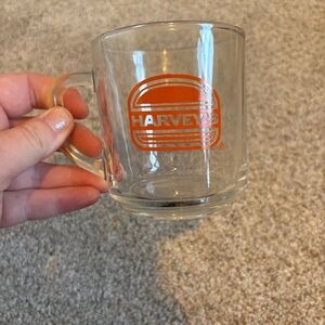 Vintage Harvey's Restaurant clear glass mug